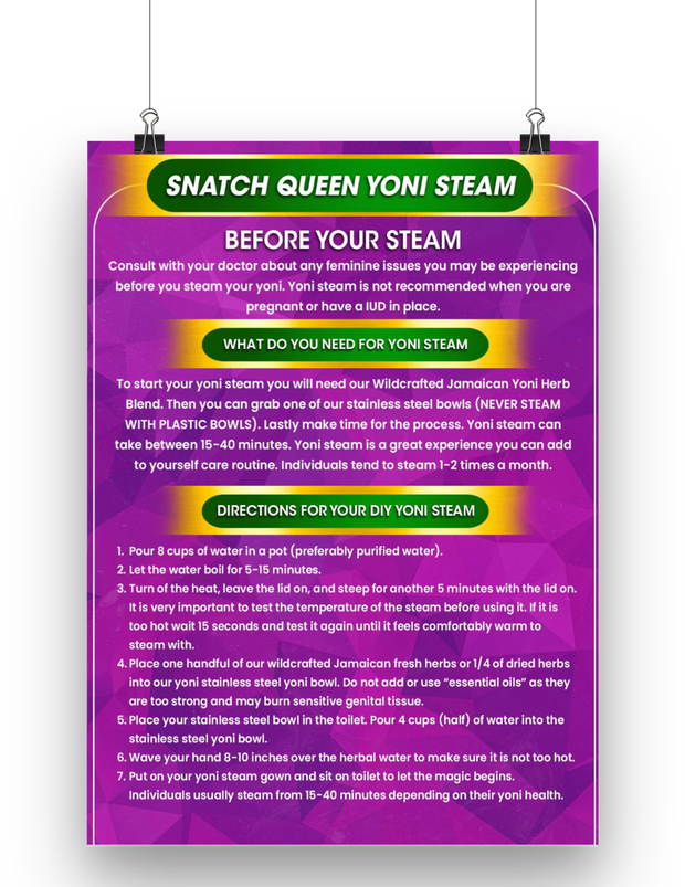 Yoni Steam Instruction Card